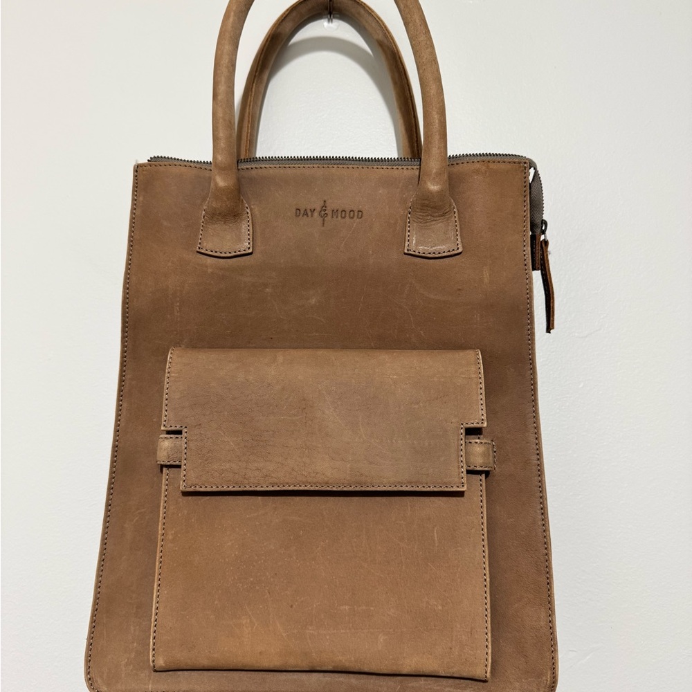 Day & Mood Brown 100% Leather Shoulder Bag Work Travel